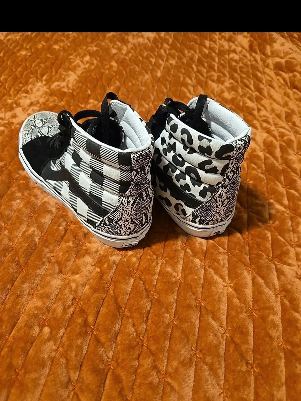 Vans SK-8 High-Top Sneakers in Black & White Snake Print MENS 8,xlnt.cond.cool..